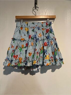 HILL HOUSE Home Of The Paz Skirt Light Blue Space Floral Size Small